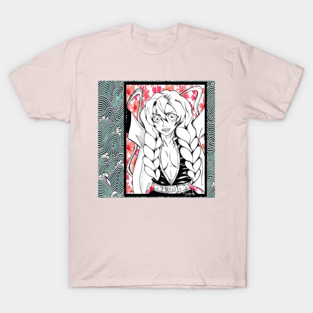 mitsuri kanroji the love hashira in kimetsu no yaiba T-Shirt by jorge_lebeau